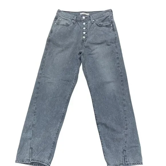 Levi’s Jeans Sz 30 94’ Baggy Black Wash Button Fly High Rise Mom Jean Grunge - Picture 3 of 11